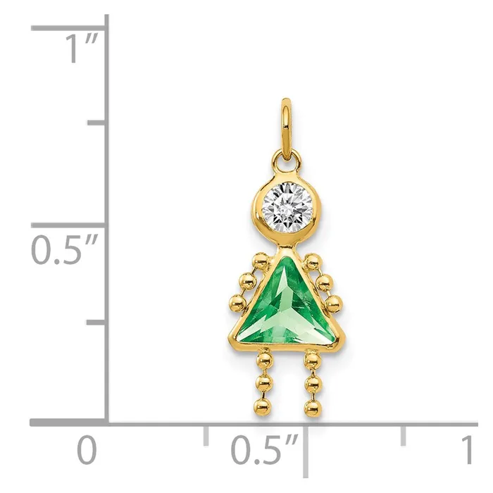 Charm Necklaces TreasureFineJewelers 14k Yellow Gold August Girl Birthstone Charm