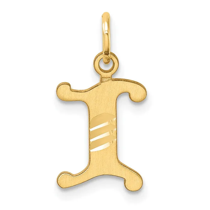 Charm Necklaces TreasureFineJewelers 14k Yellow Gold Diamondcut Letter I Initial Charm Charm Necklaces TreasureFineJewelers 14k Yellow Gold Diamondcut Letter I Initial Charm