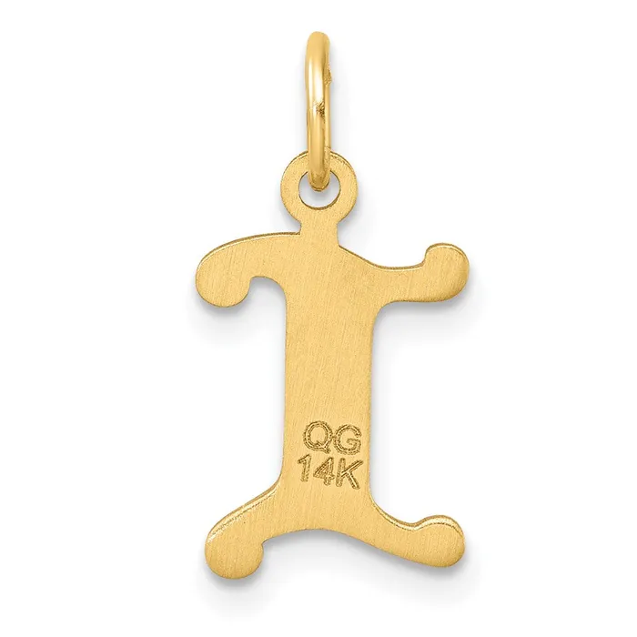 Charm Necklaces TreasureFineJewelers 14k Yellow Gold Diamondcut Letter I Initial Charm