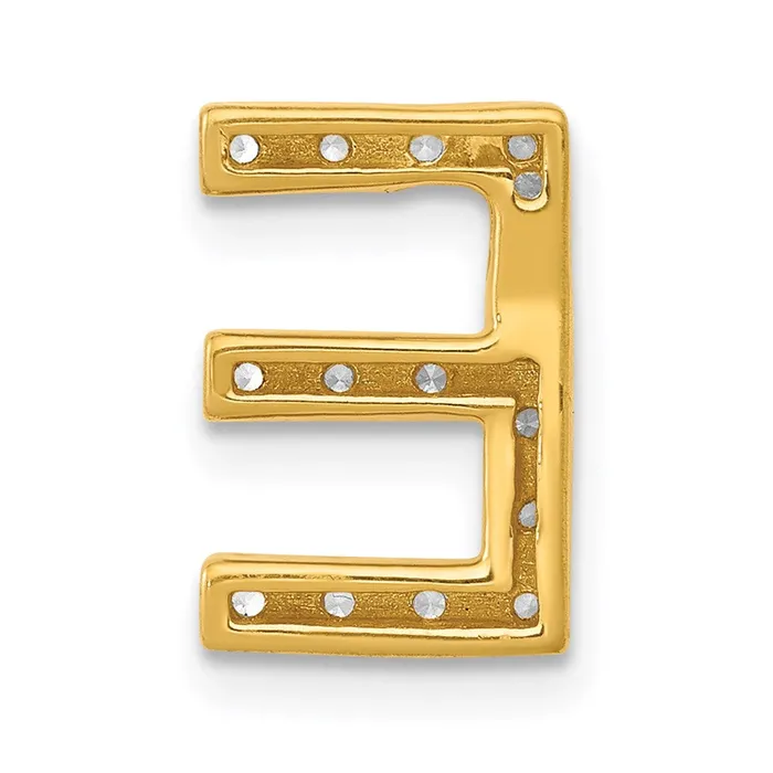Charm Necklaces TreasureFineJewelers 14k Yellow Gold Diamond Letter E Initial Charm