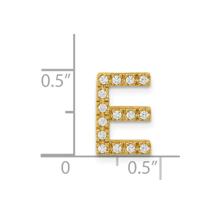 Charm Necklaces TreasureFineJewelers 14k Yellow Gold Diamond Letter E Initial Charm