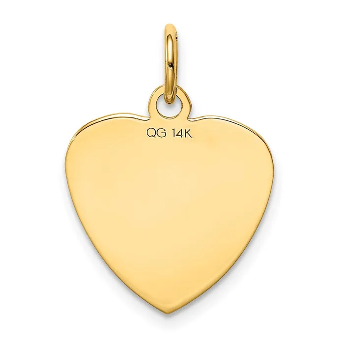Charm Necklaces TreasureFineJewelers 14k Yellow Gold Etched 018 Gauge Engravable Heart Disc Charm