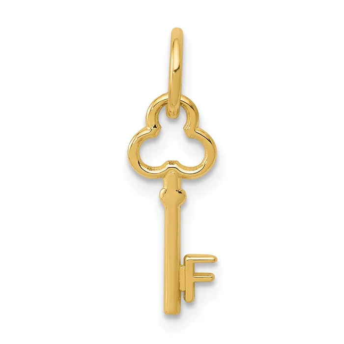 Charm Necklaces TreasureFineJewelers 14k Yellow Gold Key Letter F Initial Charm