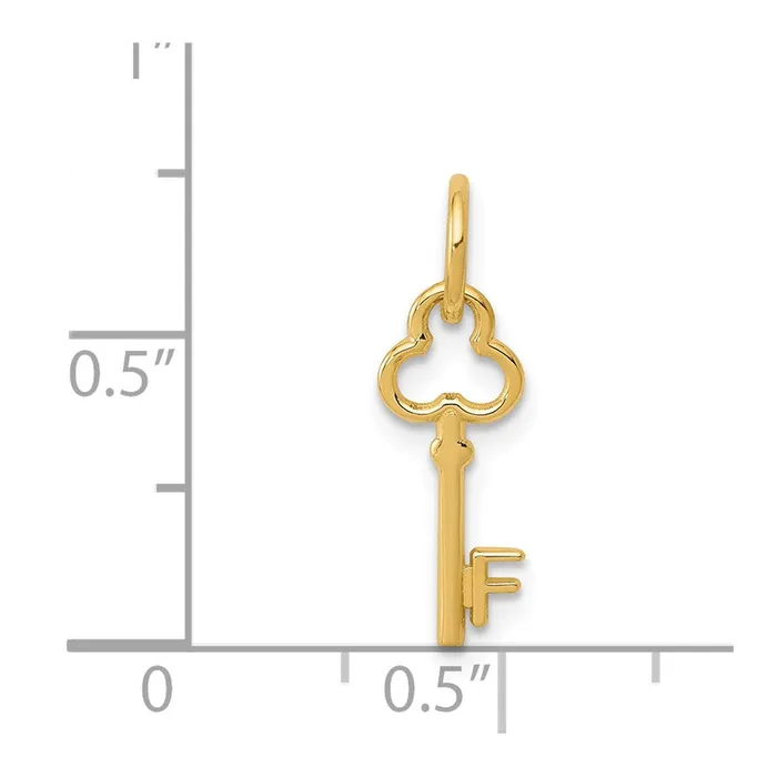 Charm Necklaces TreasureFineJewelers 14k Yellow Gold Key Letter F Initial Charm