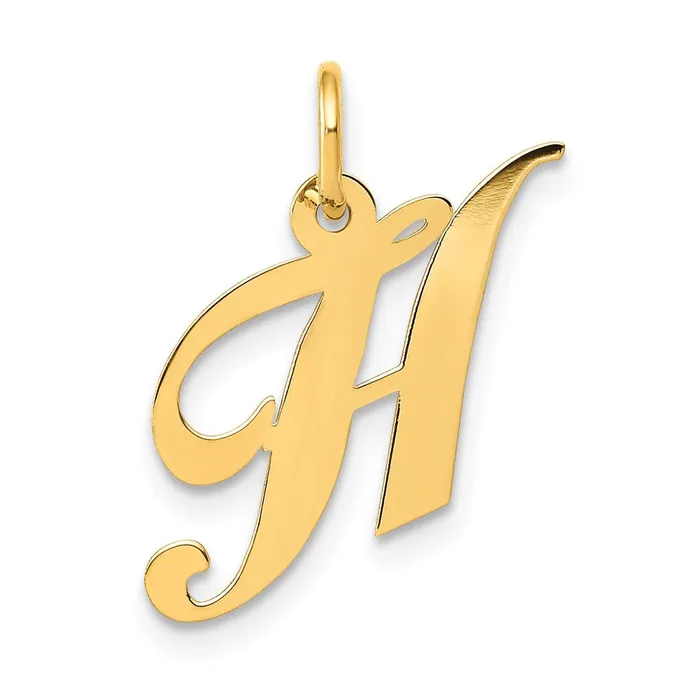 Charm Necklaces TreasureFineJewelers 14k Yellow Gold Small Fancy Script Letter H Initial Charm Charm Necklaces TreasureFineJewelers 14k Yellow Gold Small Fancy Script Letter H Initial Charm
