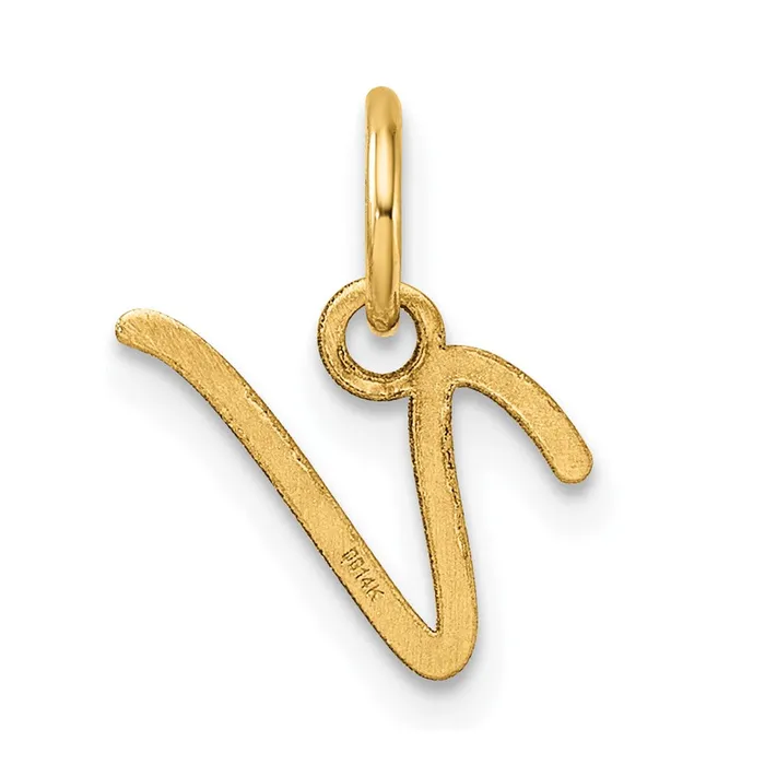 Charm Necklaces TreasureFineJewelers 14k Yellow Gold Uppercase Letter V Initial Charm