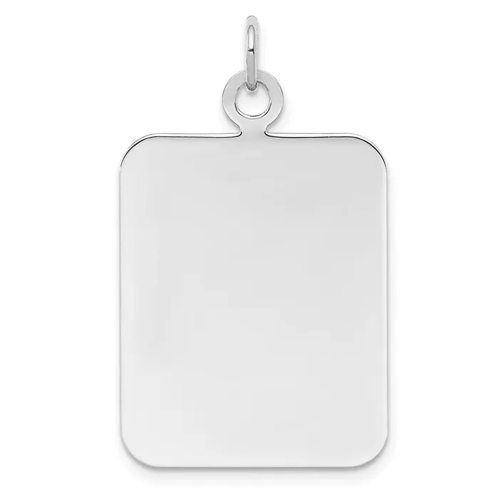 Charm Necklaces TreasureFineJewelers Sterl Silver Rhplt Engraveable Rectangle Polished FrontBack Disc Charm Charm Necklaces TreasureFineJewelers Sterl Silver Rhplt Engraveable Rectangle Polished FrontBack Disc Charm
