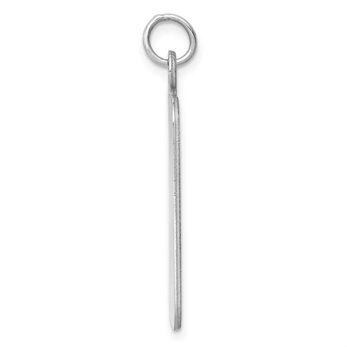 Charm Necklaces TreasureFineJewelers Sterl Silver Rhplt Engraveable Rectangle Polished FrontBack Disc Charm