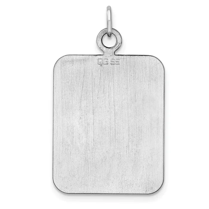 Charm Necklaces TreasureFineJewelers Sterl Silver Rhplt Engraveable Rectangle Polished FrontBack Disc Charm