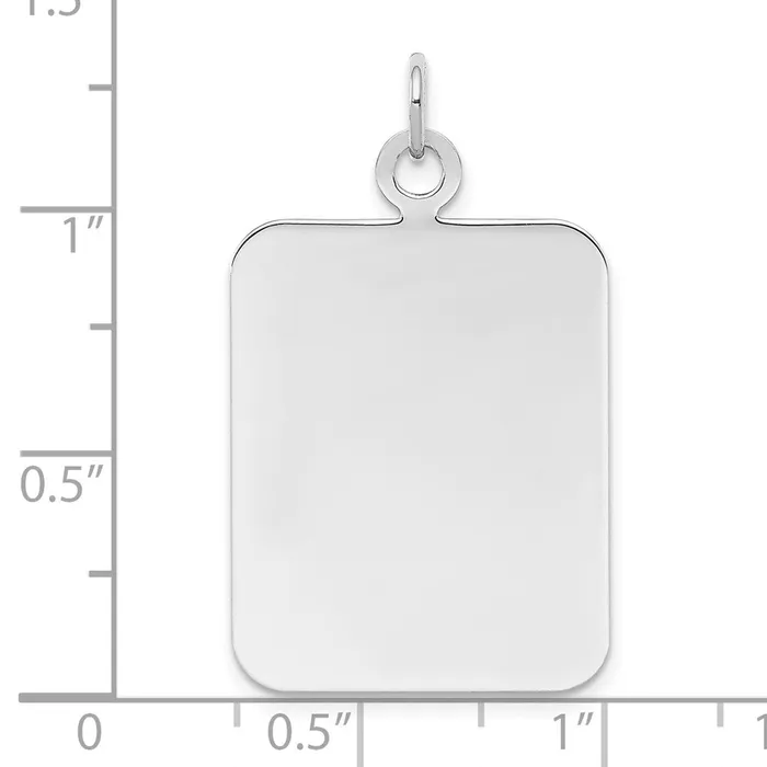 Charm Necklaces TreasureFineJewelers Sterl Silver Rhplt Engraveable Rectangle Polished FrontBack Disc Charm