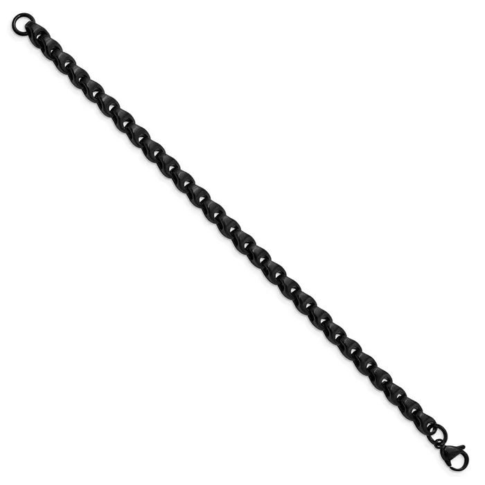 Chisel Stainless Steel Polished Black IPplated 9 inch Bracelet TreasureFineJewelers Bracelets