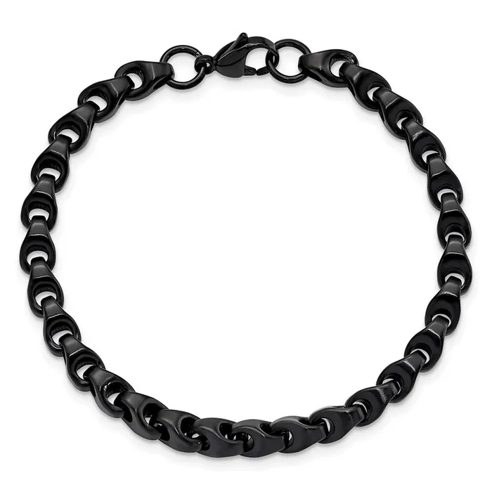 Chisel Stainless Steel Polished Black IPplated 9 inch Bracelet TreasureFineJewelers Bracelets