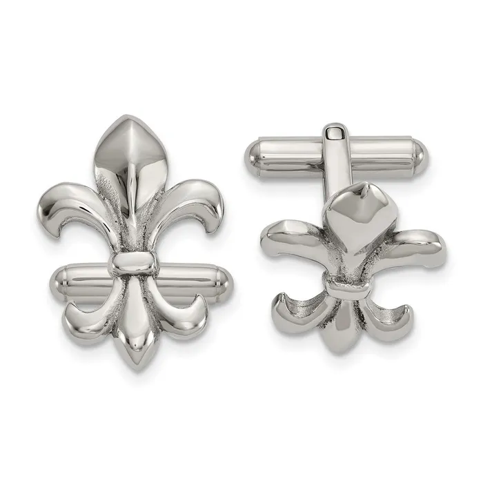Chisel Stainless Steel Polished Fleur de Lis Cufflinks TreasureFineJewelers Bracelets Chisel Stainless Steel Polished Fleur de Lis Cufflinks TreasureFineJewelers Bracelets