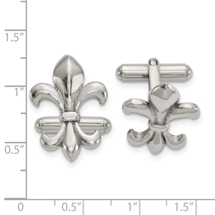 Chisel Stainless Steel Polished Fleur de Lis Cufflinks TreasureFineJewelers Bracelets