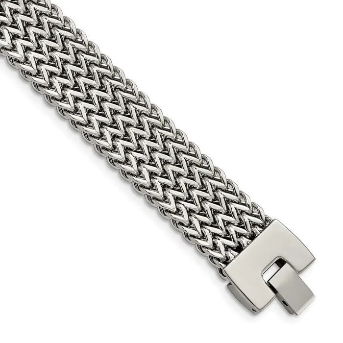 Chisel Stainless Steel Polished Woven 75 inch Bracelet TreasureFineJewelers Bracelets Chisel Stainless Steel Polished Woven 75 inch Bracelet TreasureFineJewelers Bracelets