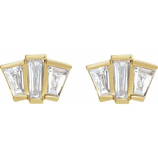 Earrings 14K Yellow Gold 13 CTW Natural Diamond Geometric Cluster Earrings TreasureFineJewelers