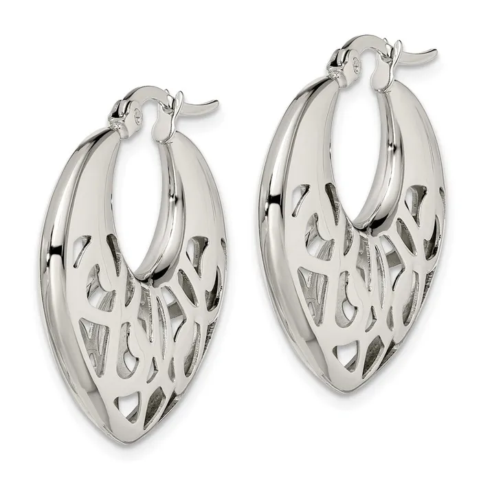 Earrings Stainless Steel Polished Fancy Cut out 30mm Diameter Hoop Earrings TreasureFineJewelers