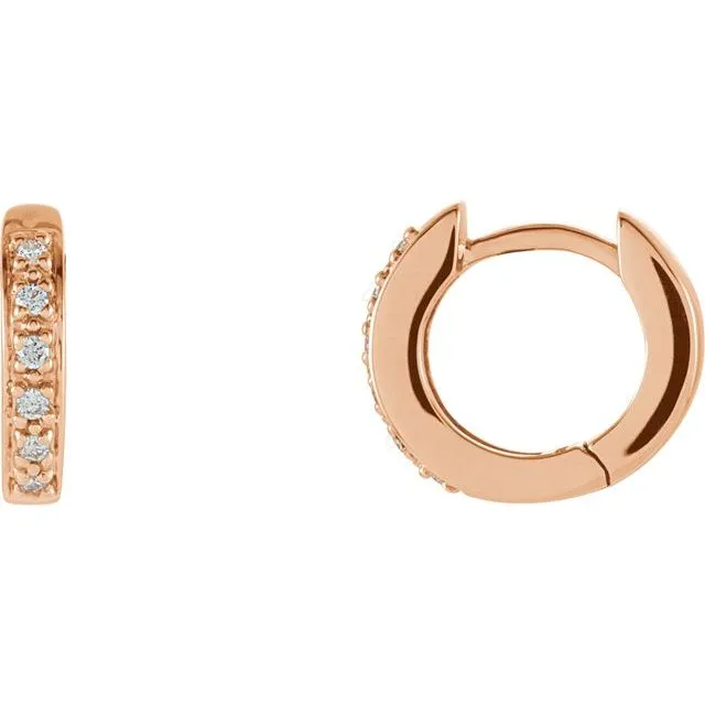 Earrings TreasureFineJewelers 14K Rose Gold 110 CTW Natural Diamond Huggie Earrings Earrings TreasureFineJewelers 14K Rose Gold 110 CTW Natural Diamond Huggie Earrings
