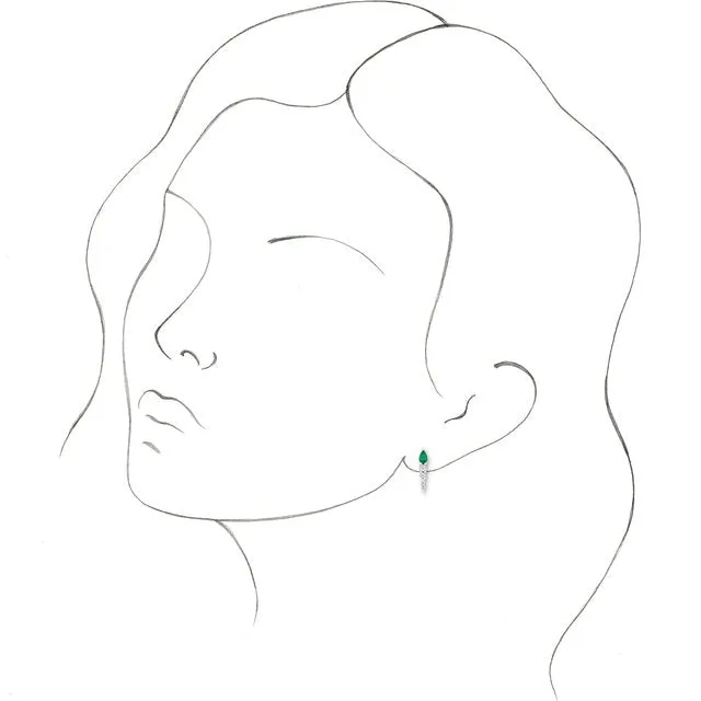 Earrings TreasureFineJewelers 14K White Gold LabGrown Emerald 14 CTW Natural Diamond Earrings