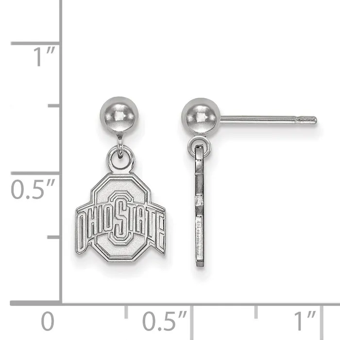 Earrings TreasureFineJewelers 14K White Gold Ohio State University Earrings Dangle Ball
