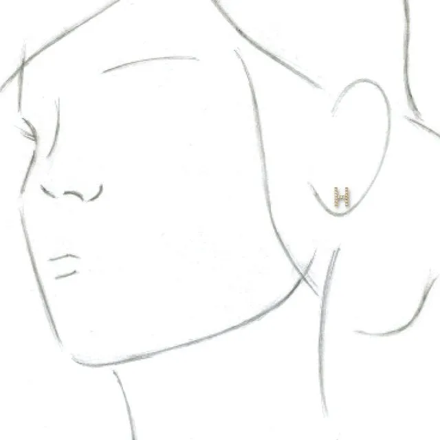 Earrings TreasureFineJewelers 14K Yellow 06 CTW Diamond Single Initial H Earring