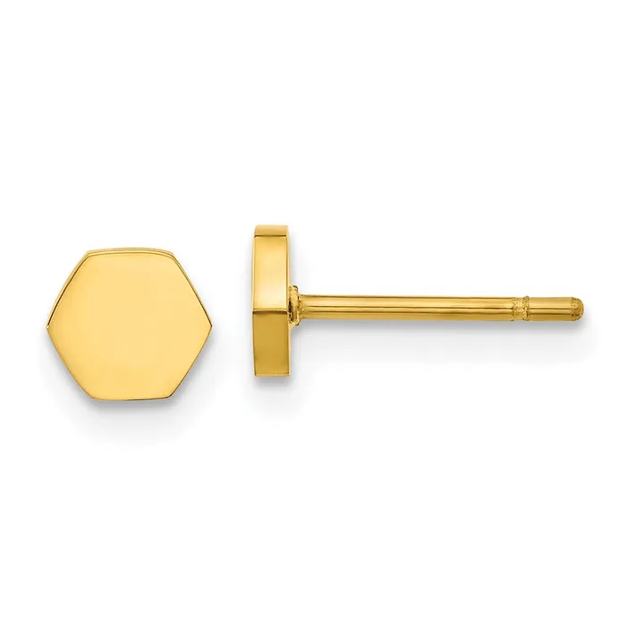 Earrings TreasureFineJewelers Stainless Steel Polished Yellow IPplated Hexagon Earrings
