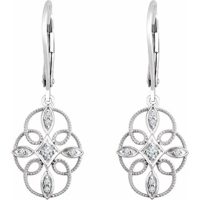 Earrings TreasureFineJewelers Sterling Silver 110 CTW Diamond Granulated Filigree Earrings