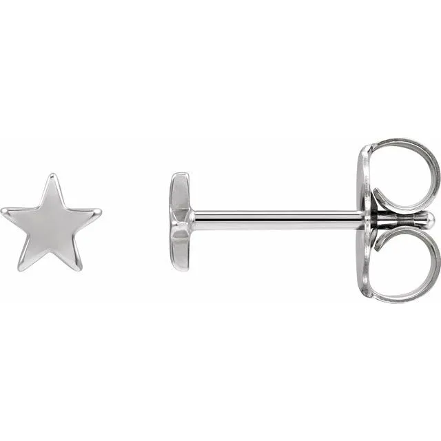 Earrings TreasureFineJewelers Sterling Silver 4 mm Star Friction Post Back Earrings