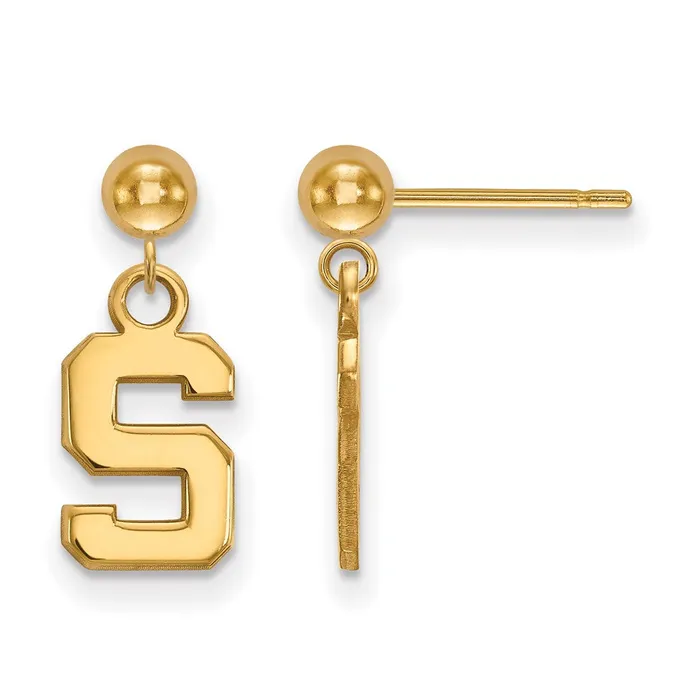 Earrings TreasureFineJewelers Sterling Silver Goldplated Michigan State University Letter S Dangle Ball Post Earrings Earrings TreasureFineJewelers Sterling Silver Goldplated Michigan State University Letter S Dangle Ball Post Earrings