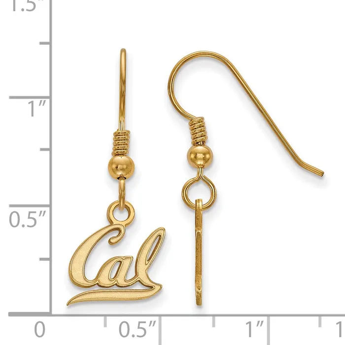 Earrings TreasureFineJewelers Sterling Silver Goldplated University of California Berkeley Extra Small Dangle Wire Earrings