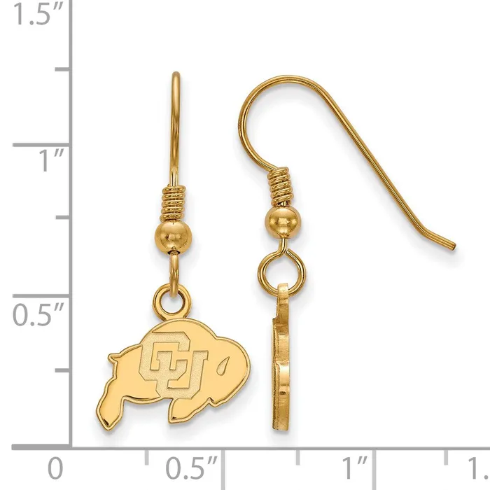 Earrings TreasureFineJewelers Sterling Silver Goldplated University of Colorado Buffalo Extra Small Dangle Wire Earrings