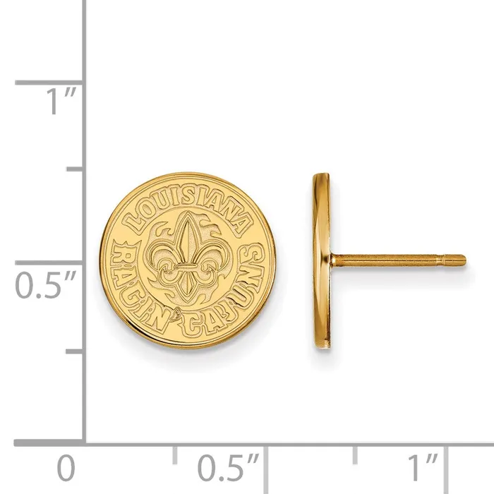 Earrings TreasureFineJewelers Sterling Silver Goldplated University of Louisiana at Lafayette Small Post Earrings