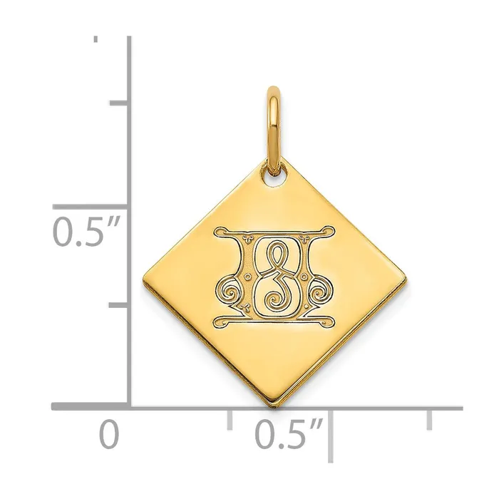 Earrings TreasureFineJewelers Sterling Silver Polished Gold Plated Gold Letter U Initial Charm