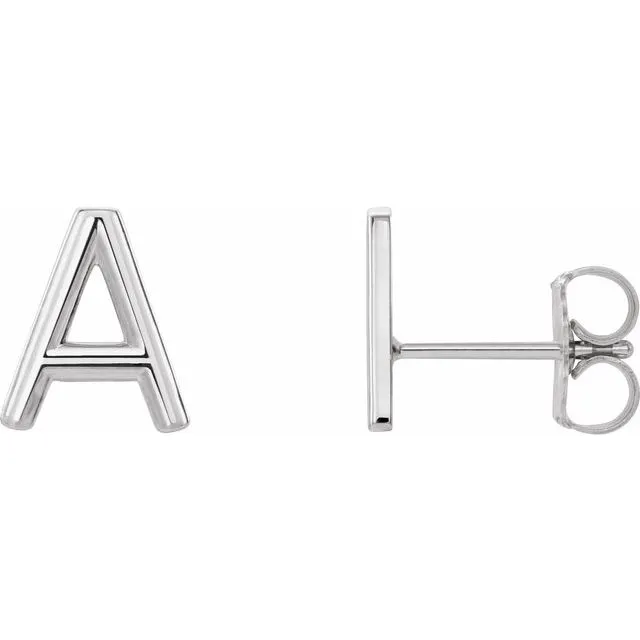 Earrings TreasureFineJewelers Sterling Silver Single Initial A Earring