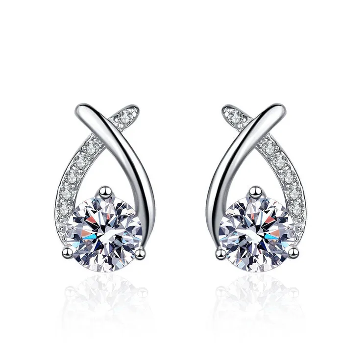 Earrings Trendolla Jewelry Crossed Drop Moissanite Stud Earrings
