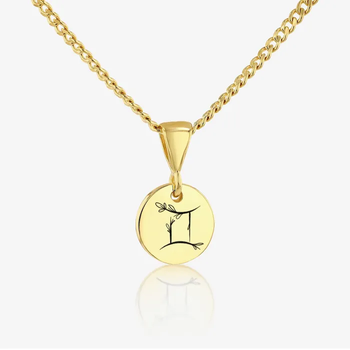 Gemini Zodiac Sign Pendant Necklace 14K 925 Gold Vermeil Ema Jewels Necklaces