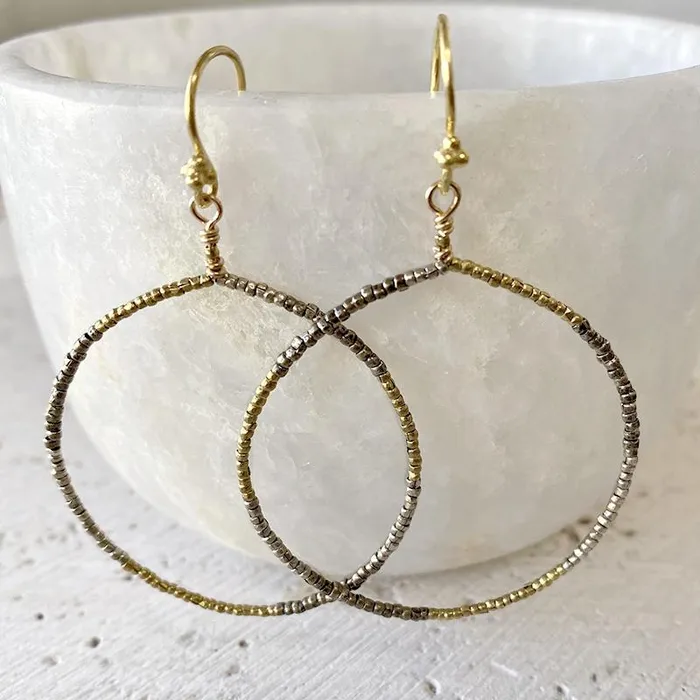 Mixed Metal Hoop Earrings Robindira Unsworth Earrings