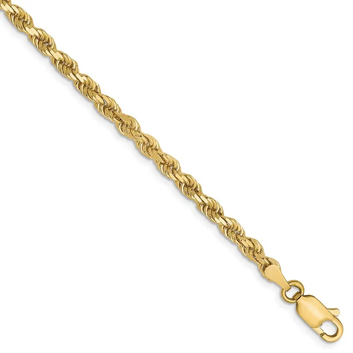 Necklaces 10K 3mm DiamondCut Rope Chain TreasureFineJewelers