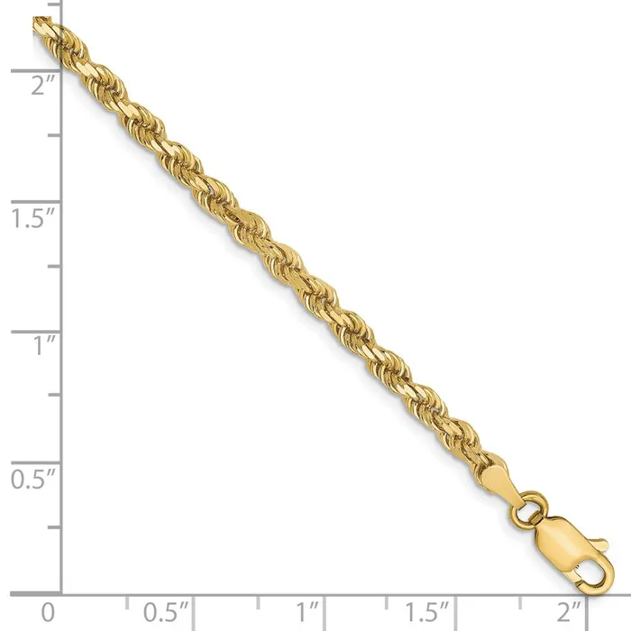 Necklaces 10K 3mm DiamondCut Rope Chain TreasureFineJewelers