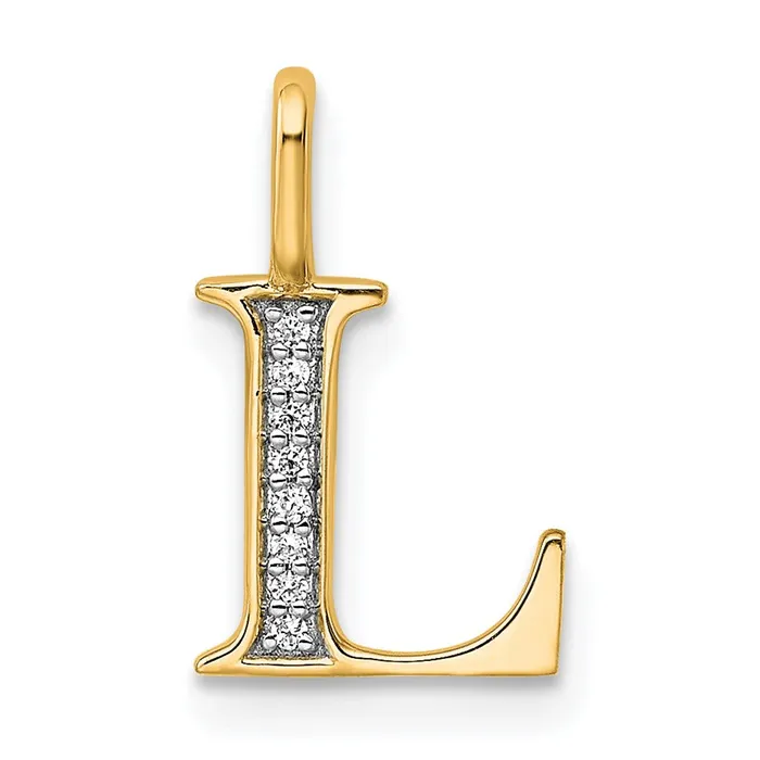 Necklaces 10k Yellow Gold Diamond Letter L Initial Pendant TreasureFineJewelers Necklaces 10k Yellow Gold Diamond Letter L Initial Pendant TreasureFineJewelers