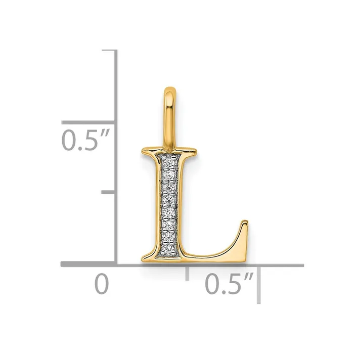 Necklaces 10k Yellow Gold Diamond Letter L Initial Pendant TreasureFineJewelers
