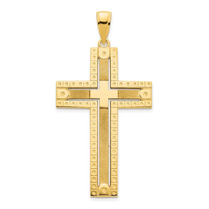 Necklaces 14k Fancy Sandblasted Cross Pendant TreasureFineJewelers