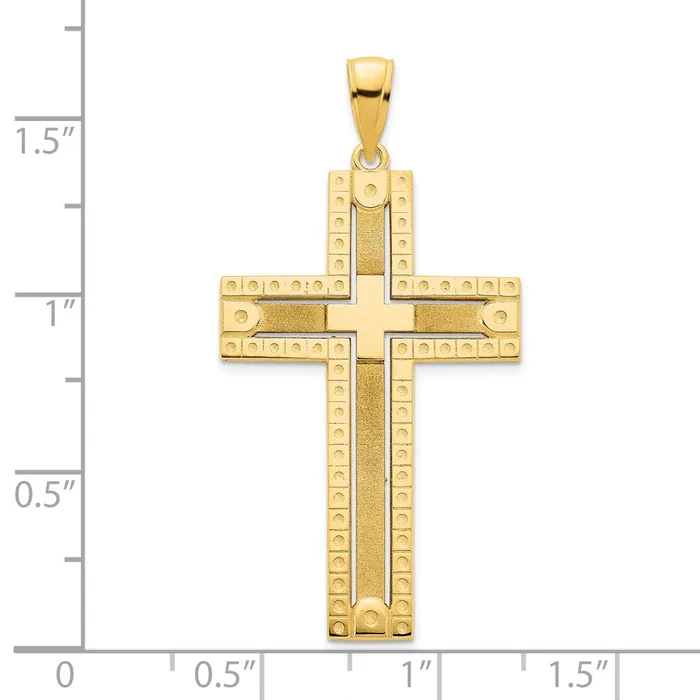 Necklaces 14k Fancy Sandblasted Cross Pendant TreasureFineJewelers