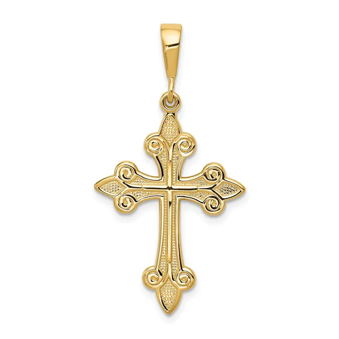Necklaces 14k Fleur de Lis Cross Pendant TreasureFineJewelers