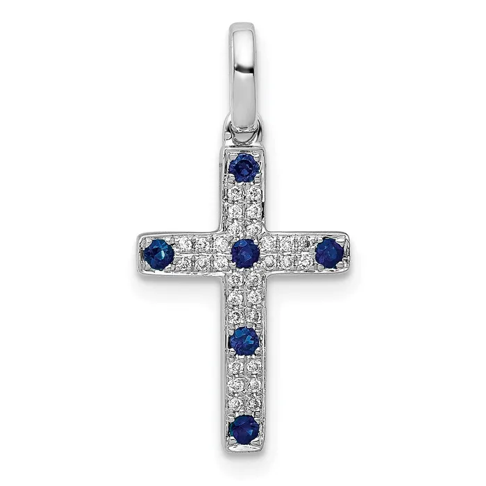 Necklaces 14k White Gold 115ct Diamond and Sapphire Cross Pendant TreasureFineJewelers Necklaces 14k White Gold 115ct Diamond and Sapphire Cross Pendant TreasureFineJewelers