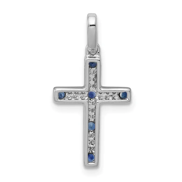 Necklaces 14k White Gold 115ct Diamond and Sapphire Cross Pendant TreasureFineJewelers