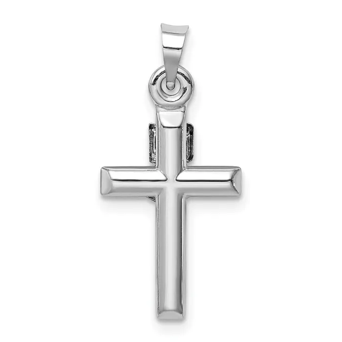 Necklaces 14k White Gold Hollow Crucifix Pendant TreasureFineJewelers