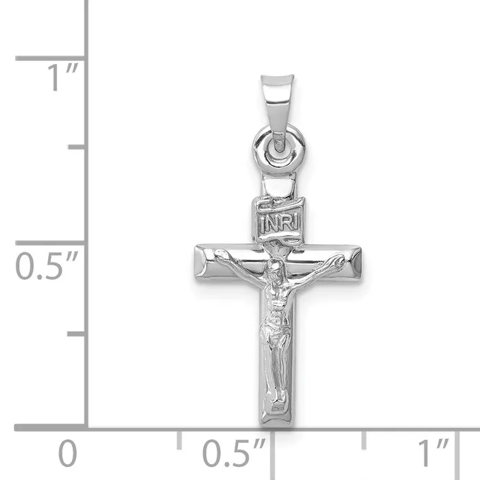 Necklaces 14k White Gold Hollow Crucifix Pendant TreasureFineJewelers