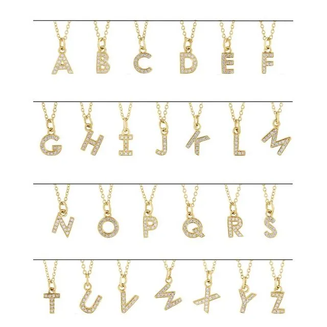 Necklaces 14K Yellow Gold 05 CTW Natural Diamond Petite Initial N 1618 Necklace TreasureFineJewelers