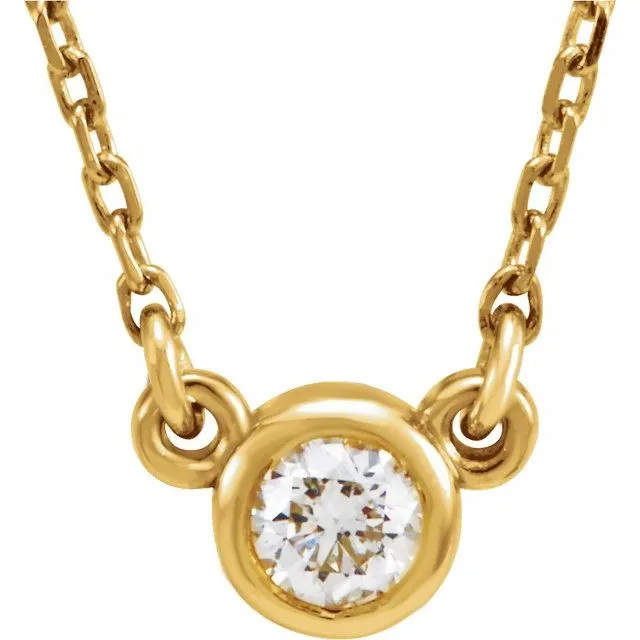 Necklaces 14K Yellow Gold 12 CT Natural Diamond Solitaire 18 Necklace TreasureFineJewelers